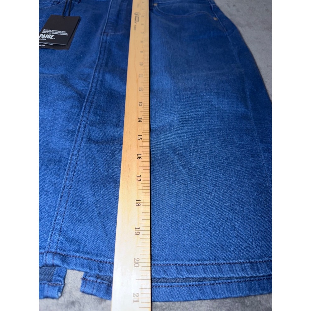 NWT PAIGE Deirdre Denim Skirt Frenchie No Whiskers Blue Pencil Midi Size 29 - Picture 8 of 12